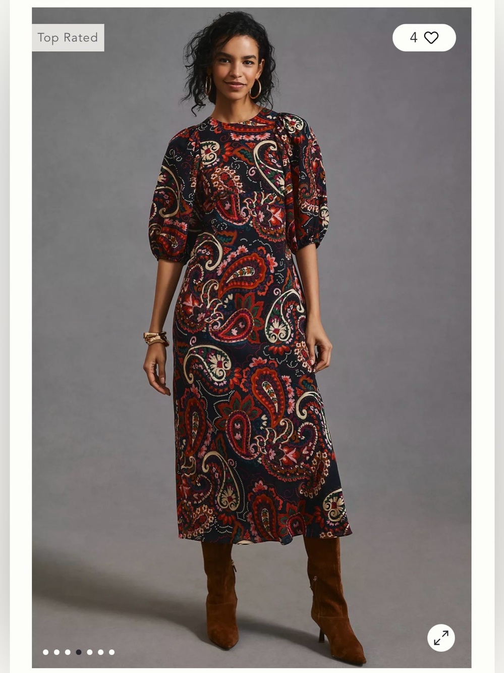 Anthropologie Maxi Paisley Print Dress in Black and Red